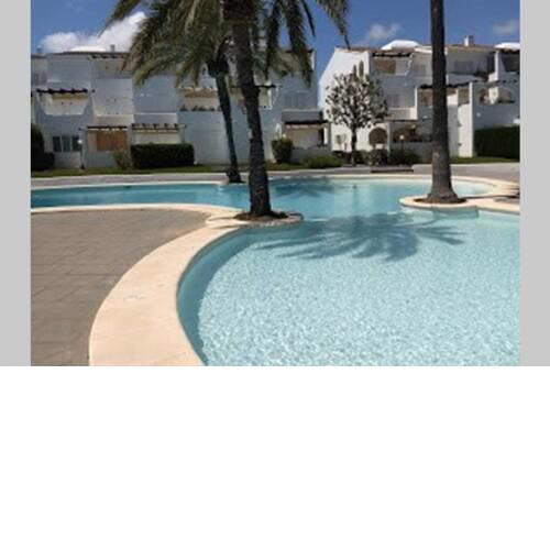 2 bedroom, Sea Front Complex w Pool and private garden