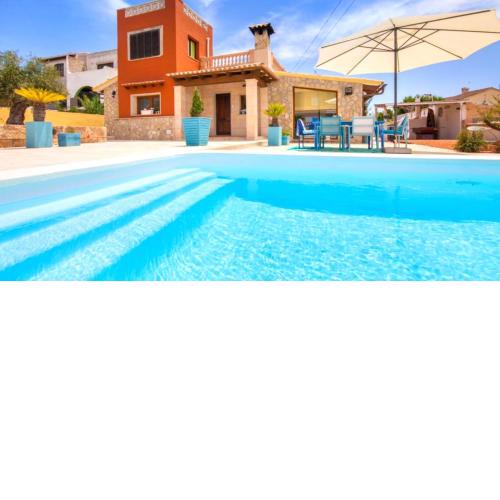 3 bedrooms villa with sea view private pool and enclosed garden at Llucmajor 1 km away from the beach