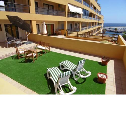 431-Aguamarina. Big sunny & colorful terrace. Sea & Marina side view.