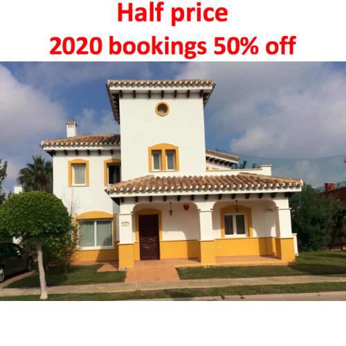 5 bedroom Modern Villa with private pool sleeps 9 on Mar Menor golf resort 5 mins walk to restaurants