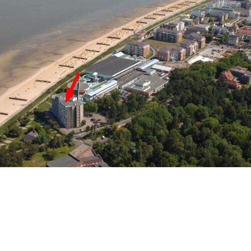 Apartment 103 im Haus Seehütte direkt am Strand in Cuxhaven Duhnen mit Seesicht in der Ferne