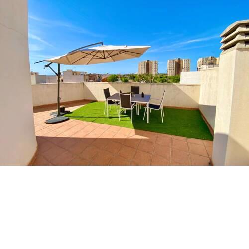 Ático El Campello terraza privada, wifi, parking, vacaciones Inmobiliaria Leo
