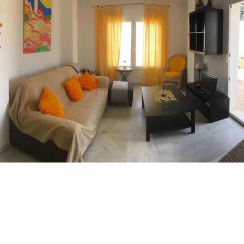Beach apartment & terrace with panoramic sea view.