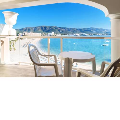Bedroom with sea views