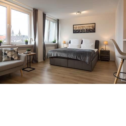 Business Apartment mit Blick auf die Skyline von Essen