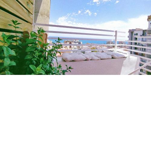 Centric flat level 17 with panoramic terrace overlooking the sea