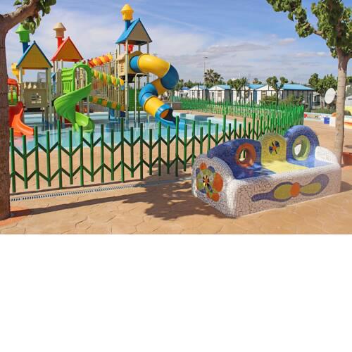 Family camping with water park in summer season