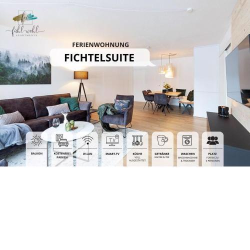 Ferienwohnung Fichtelsuite (2-6 Pers) nahe Ochsenkopf Süd (800m)