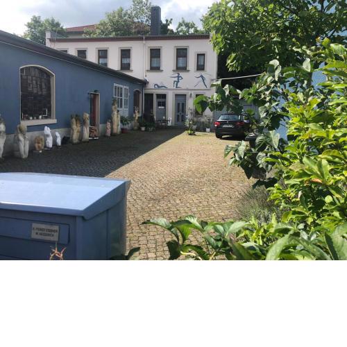 Kunstoase am blauen Haus