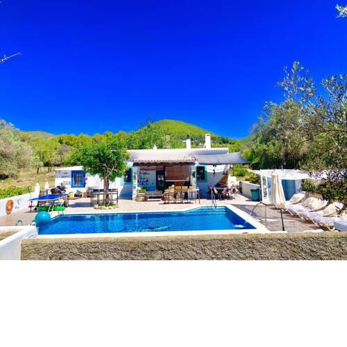 Studio in Ibiza Santa Eularia des Riu with wonderful mountain view private pool enclosed garden 4 km from the beach