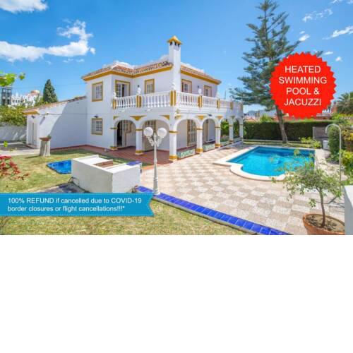 Villa Marina Benalmadena - 5 min walk to the beach, heated pool, spa, 5 bedrooms